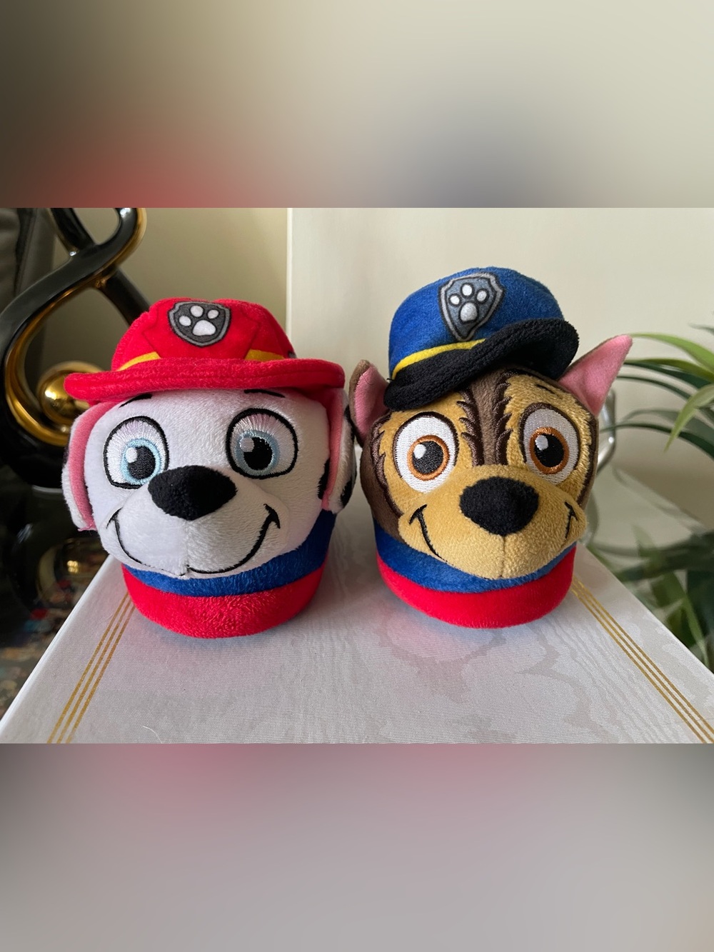 Paw Patrol Boys Slippers - Size 5-6 - Chase and Marshall